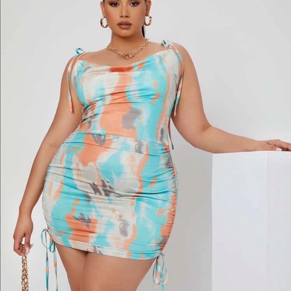 SHEIN- Tie Dye Knot Bodycon Dress